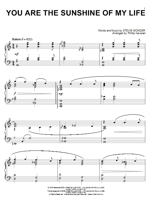 Produktbild zu: You Are The Sunshine Of My Life (arr. Phillip Keveren)