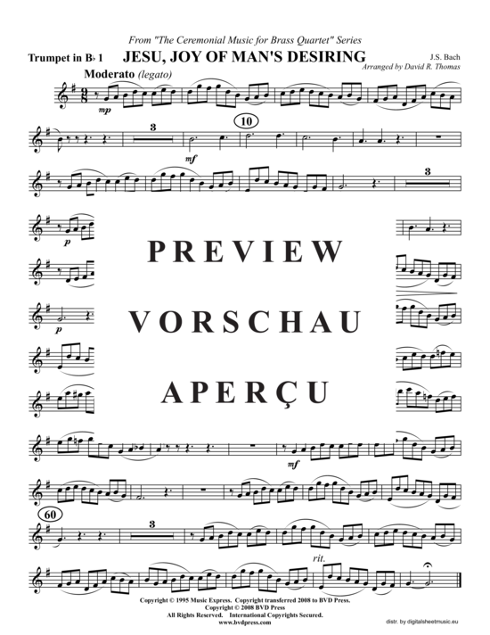 Produktgalerie: Seite 5 von 9 Jesu, Joy of Man's Desiring, , (2xTrompete in B, Horn in F, Posaune)