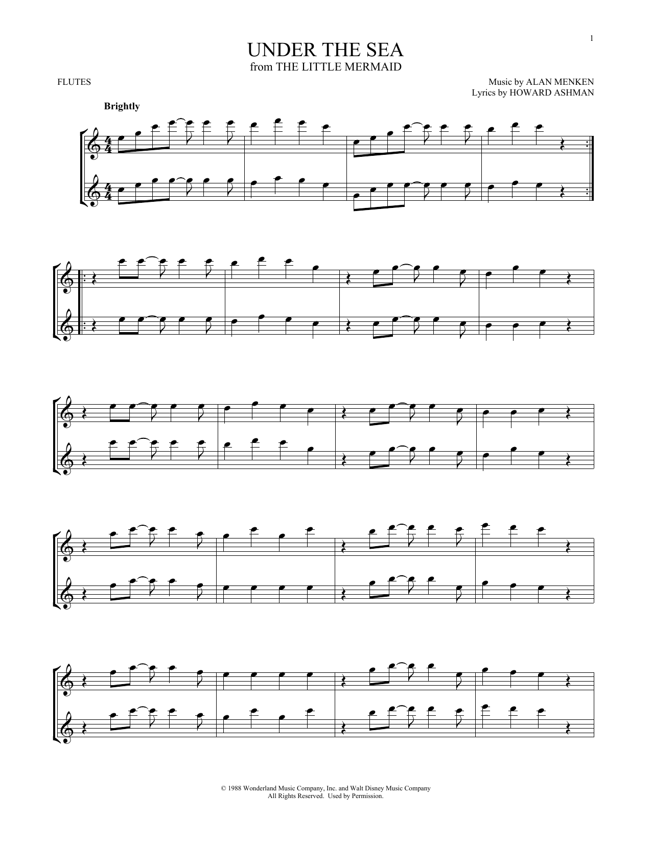 Product gallery: Page 1 of 1 Under The Sea (from The Little Mermaid), Alan Menken & Howard Ashman