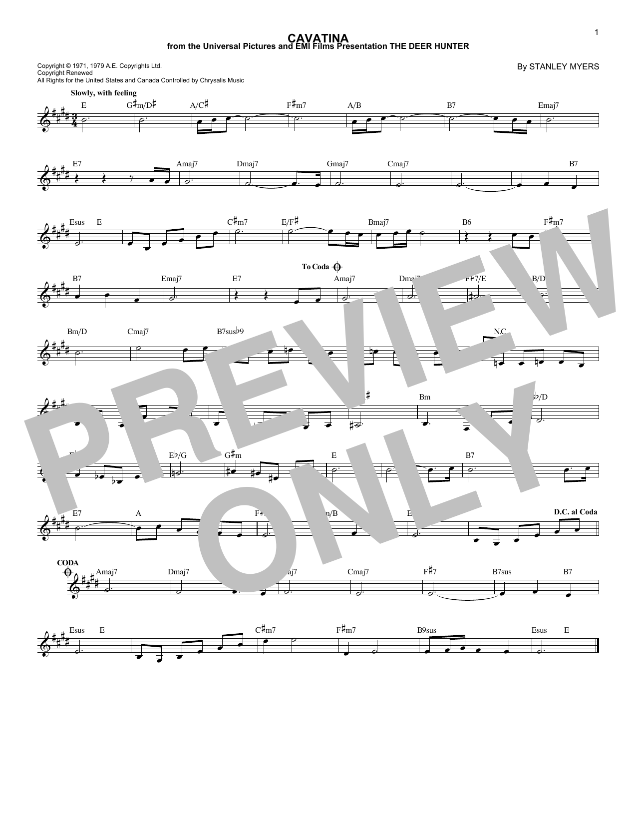 Product picture to: Cavatina (from The Deer Hunter)