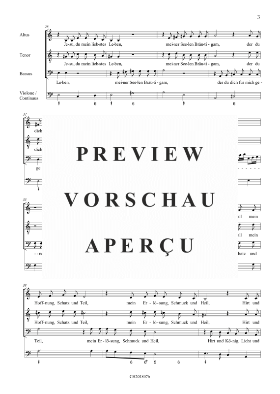 gallery: Jesu, du mein liebstes Leben (aus: Fest-, Buß- und Danklieder), , (5 Vokalstimmen, 2 Violinen, 3 Instrumente und Continuo)