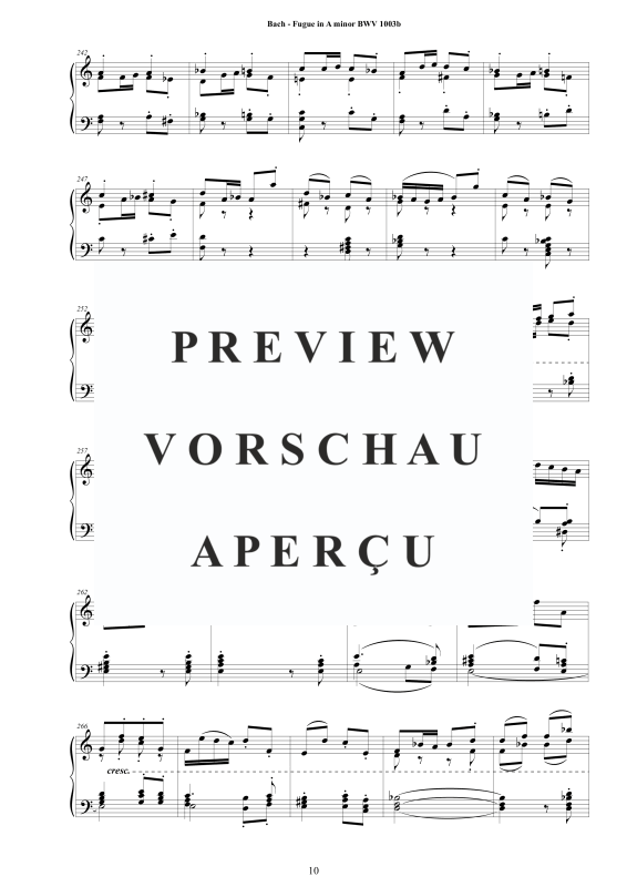 Produktgalerie: Seite 11 von 11 Fuge in A-Moll BWV 1003b - Piano Version, , Klavier Solo