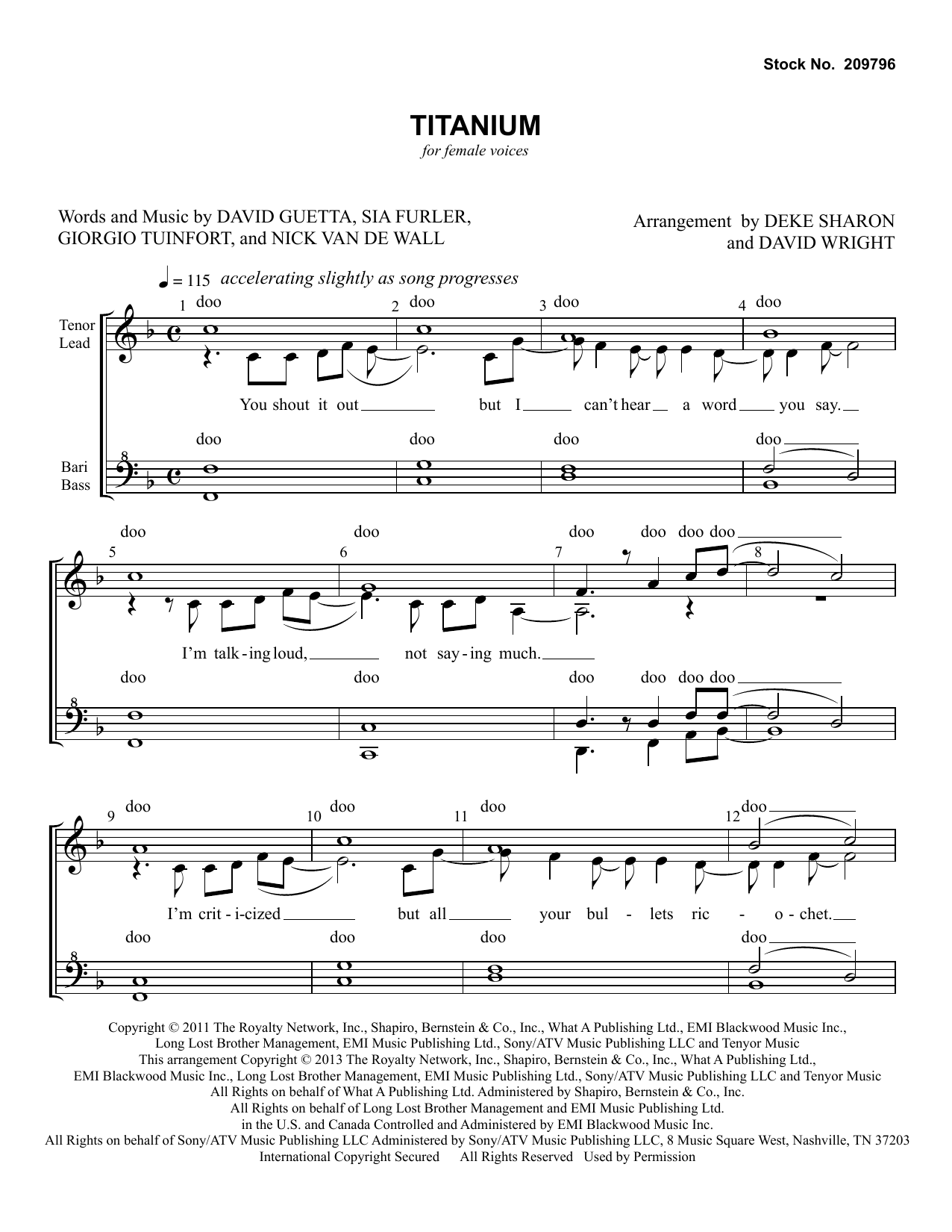 Product gallery: Page 1 of 1 Titanium (feat. Sia) (arr. Deke Sharon, David Wright), David Guetta