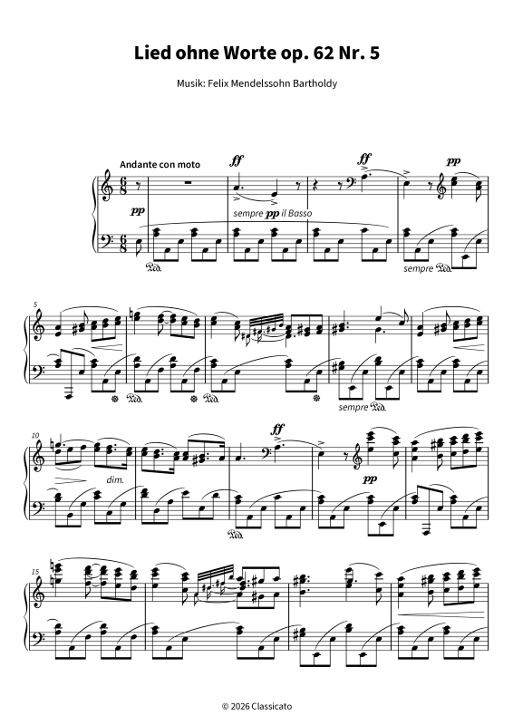 Product picture to: Lied ohne Worte op. 62 Nr. 5Felix Mendelssohn Bartholdy