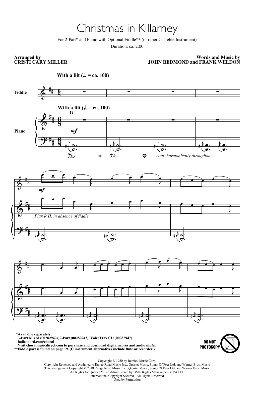 Produktbild zu: Christmas In Killarney (arr. Cristi Cary Miller)