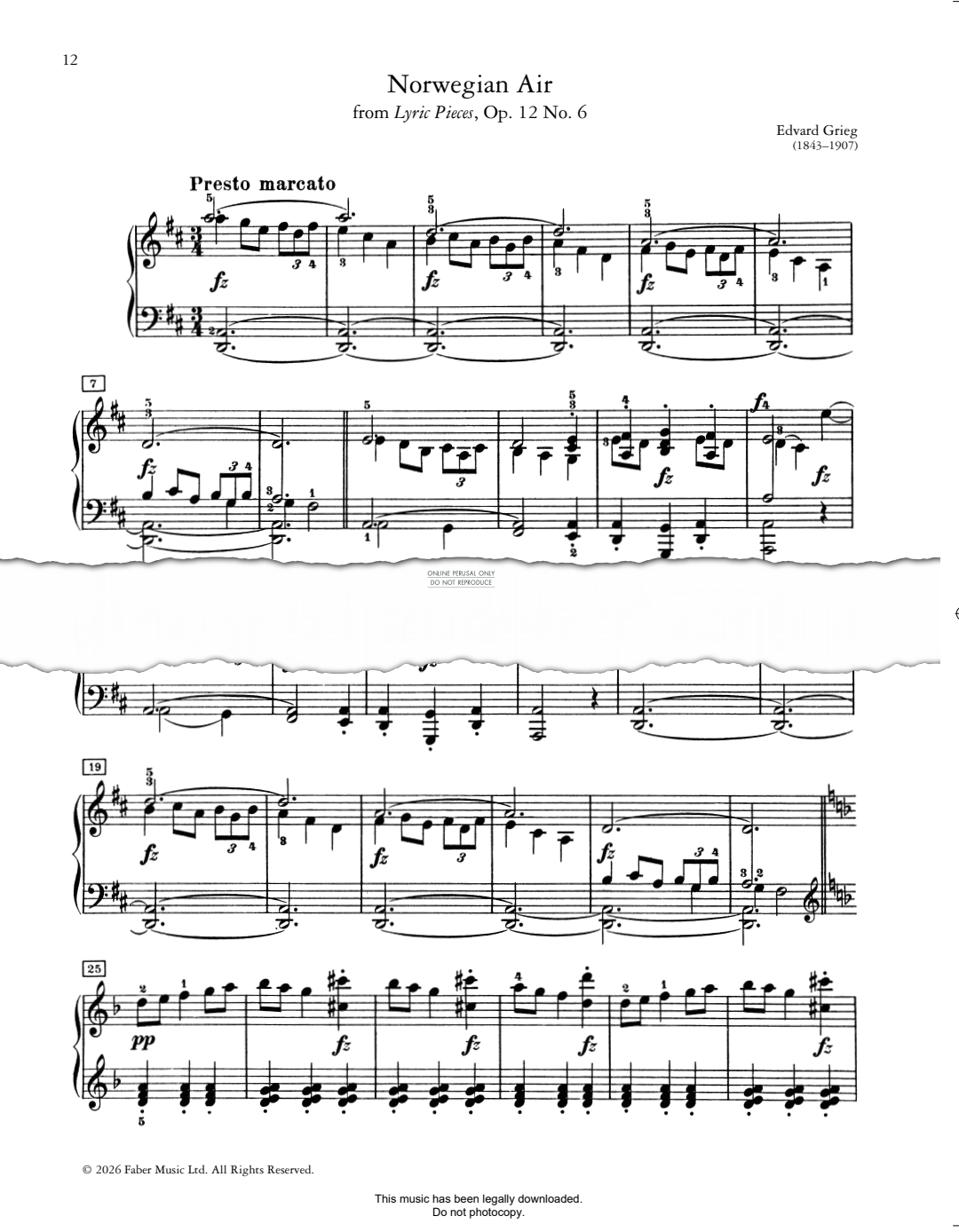 Produktbild zu: Norwegian Air (from 'Lyric Pieces, Op.12, No.6')