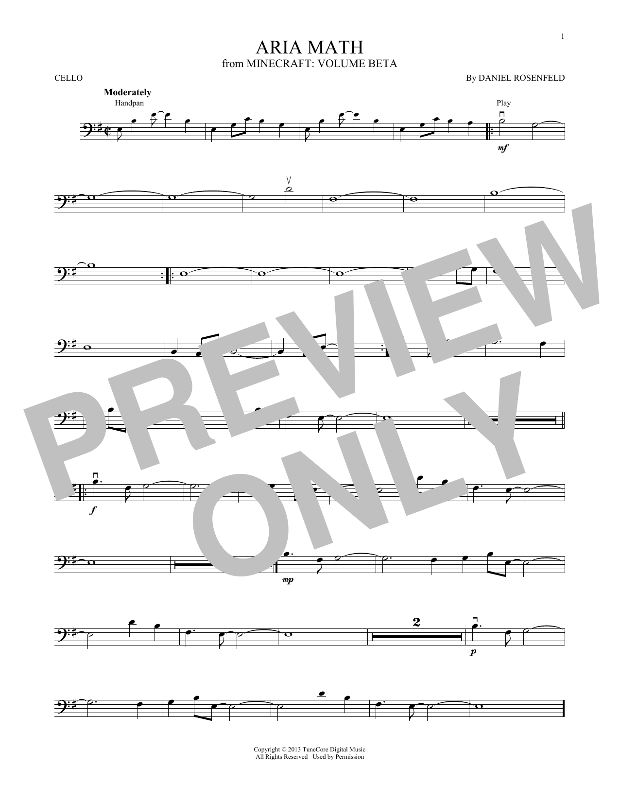 Produktgalerie: Seite 1 von 1 Aria Math (from Minecraft), C418, Violoncello