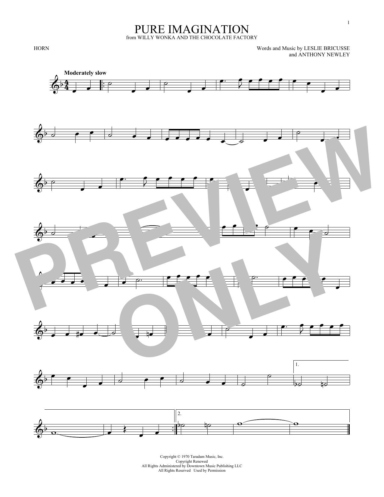 Produktgalerie: Seite 1 von 1 Pure Imagination (from Willy Wonka & The Chocolate Factory), Gene Wilder, Horn