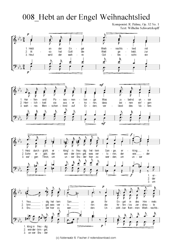 Product picture to: Hebt an der Engel Weihnachtslied R. Palme, Op. 32 No. 1 / Wilhelm Schwartzkopff