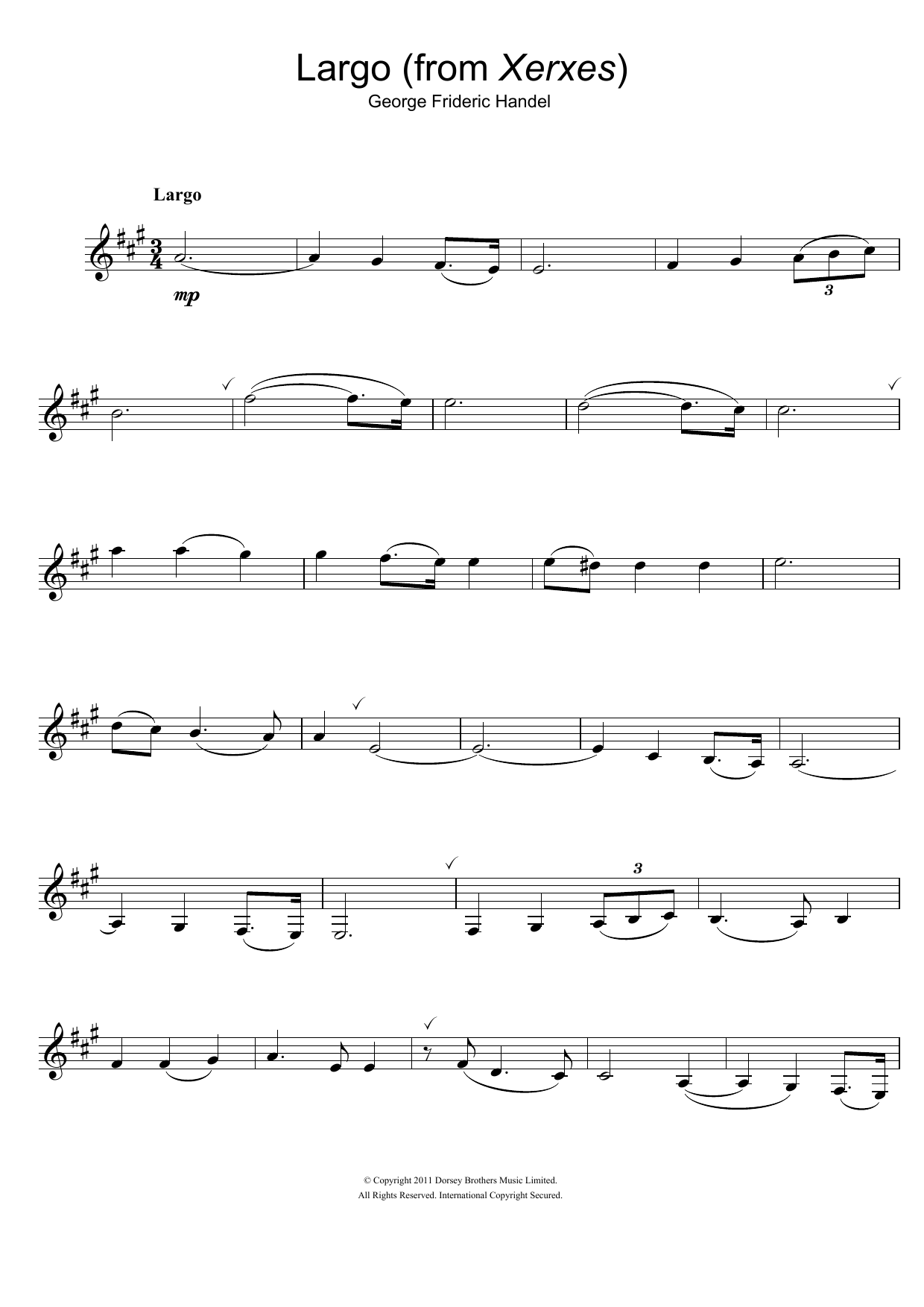 Product gallery: Page 1 of 1 Largo (from Xerxes), George Frideric Handel