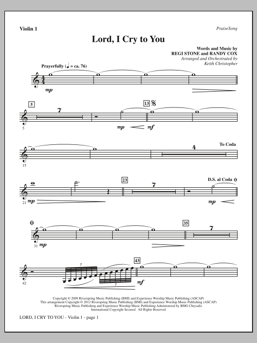 Produktgalerie: Seite 1 von 1 Lord, I Cry To You - Violin 1, Keith Christopher, Chor