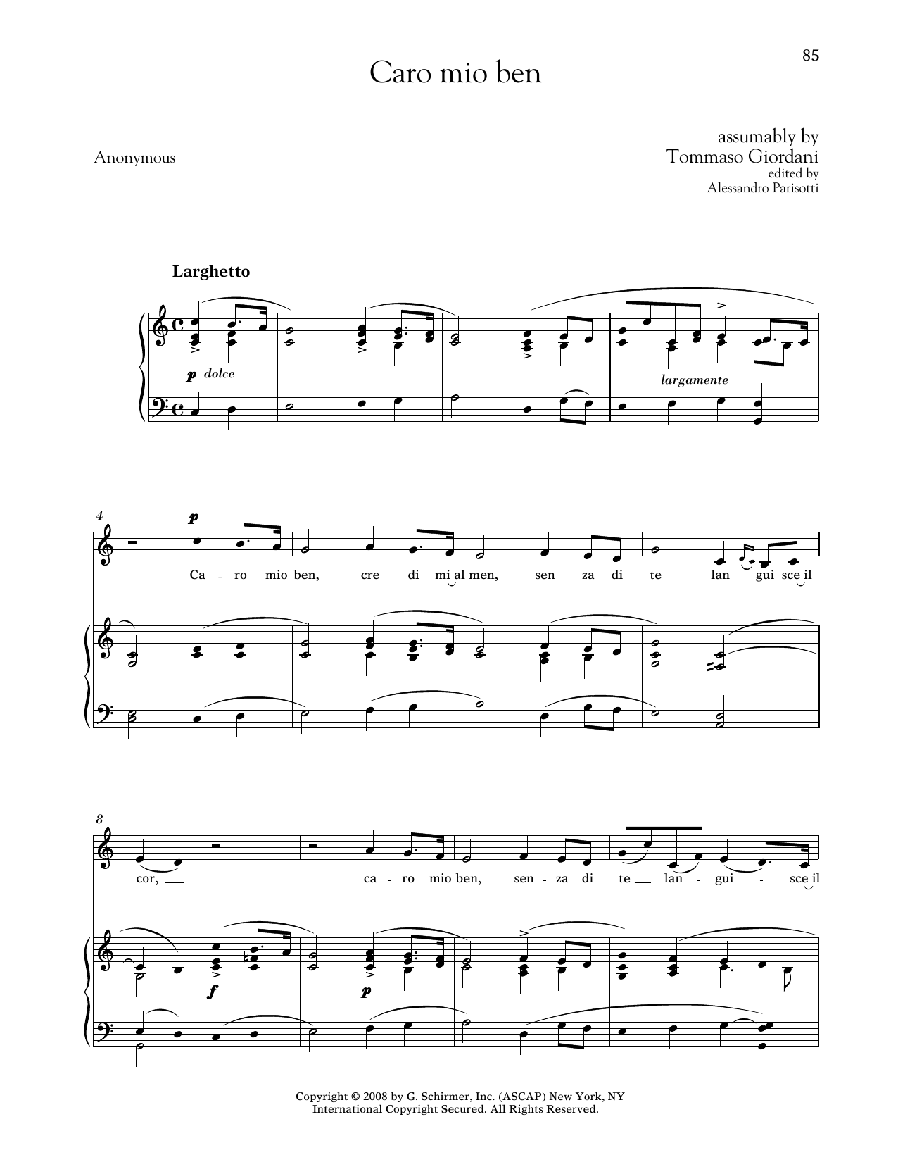 Produktbild zu: Caro Mio Ben (Medium Low Voice)