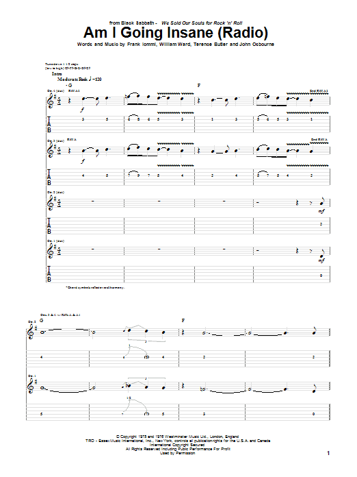 Produktgalerie: Seite 1 von 1 Am I Going Insane (Radio), Black Sabbath, Gitarre