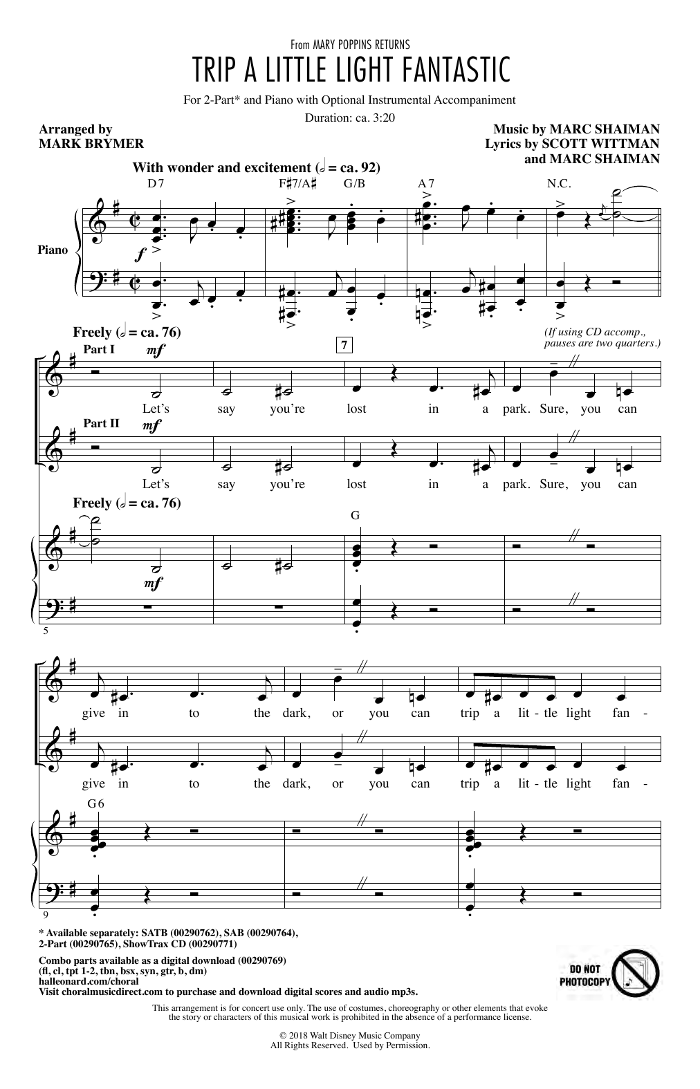 Produktbild zu: Trip A Little Light Fantastic (from Mary Poppins Returns) (arr. Mark Brymer)