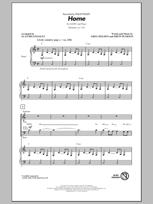 Product picture to: Home (arr. Alan Billingsley)