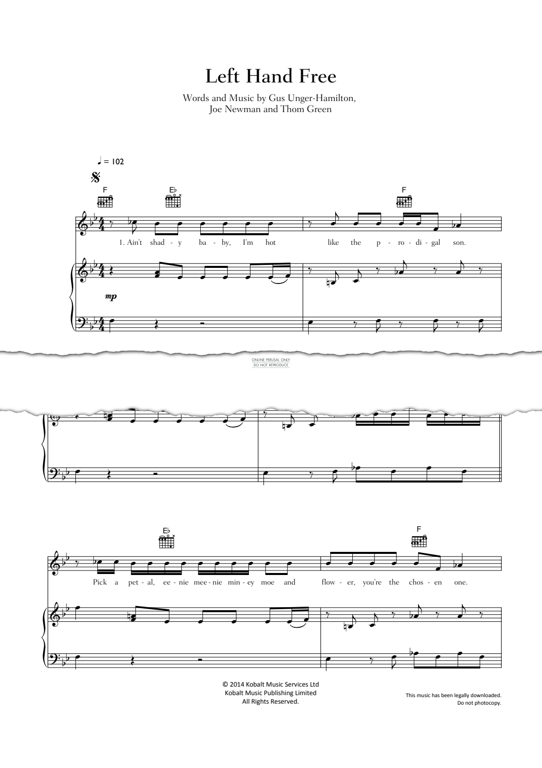 Produktgalerie: Seite 1 von 1 Left Hand Free, Alt-J, Gesang, Gitarre, Klavier