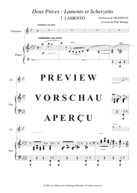 Product gallery: Page 3 of 21 Deux Pièces : Lamento et Scherzetto , , (clarinet in Bb + piano)