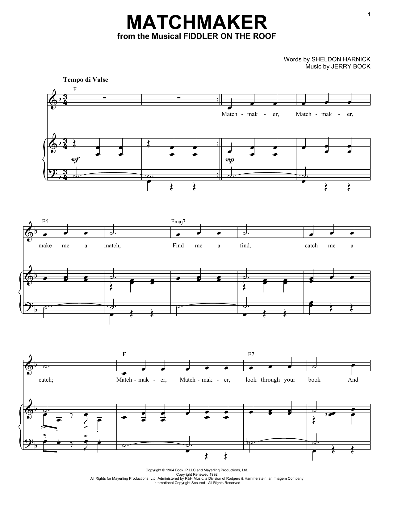 Produktbild zu: Matchmaker (from Fiddler On The Roof)