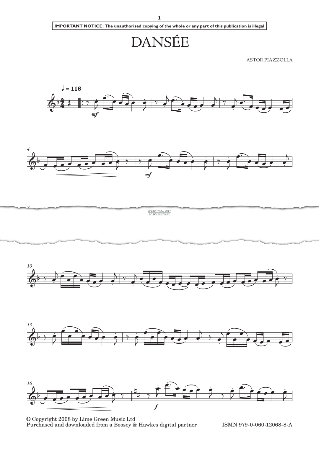 Produktgalerie: Seite 1 von 1 Dansée, Astor Piazzolla, Klarinette, Klavier