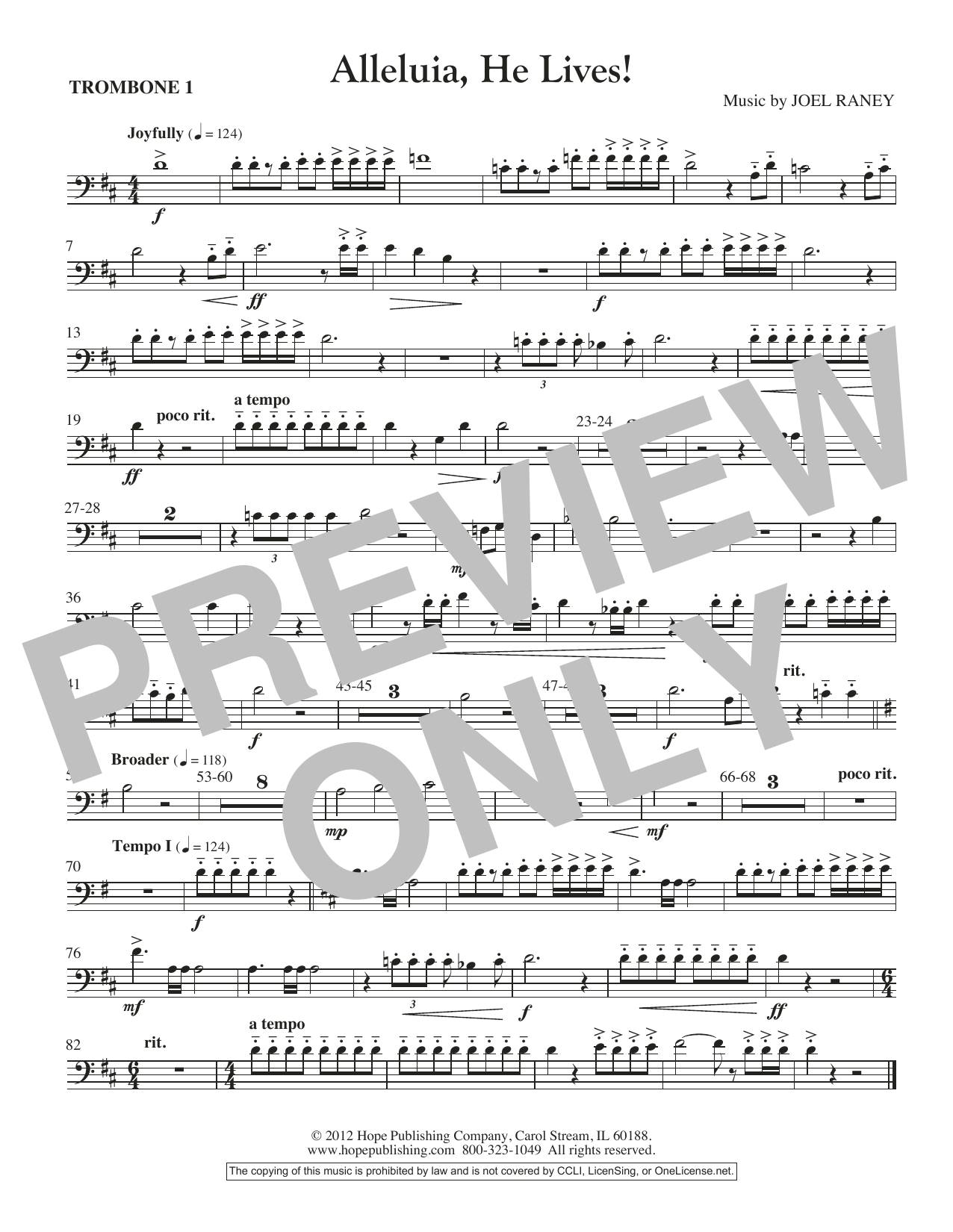 Produktbild zu: Alleluia, He Lives - Trombone 1