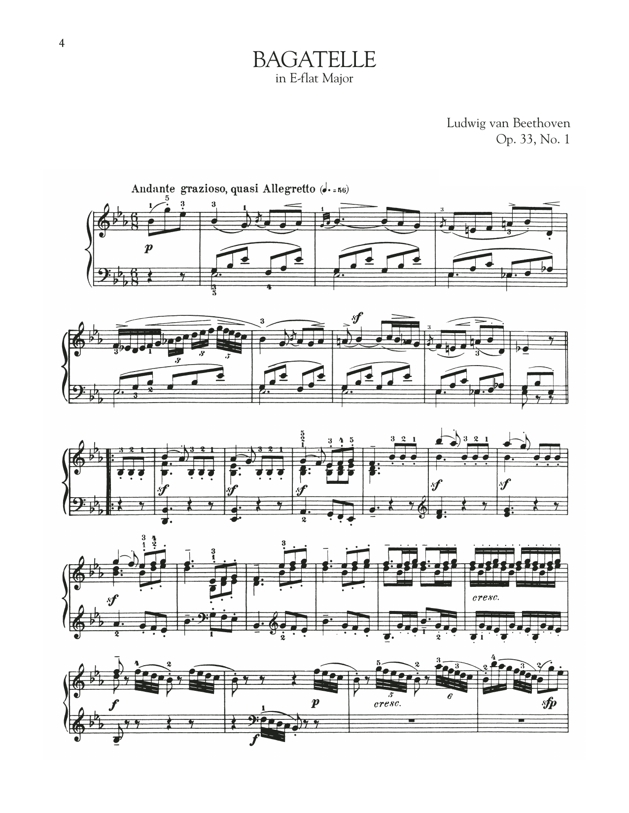 Product gallery: Page 1 of 1 Bagatelle In E-Flat Major, Op. 33, No. 1, Ludwig Van Beethoven