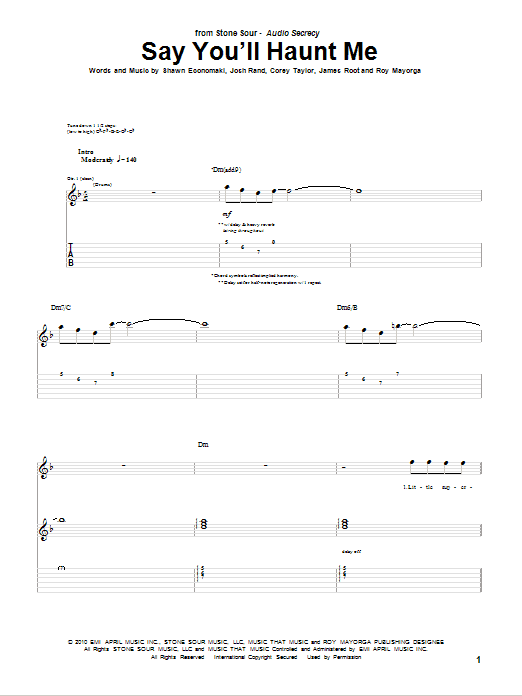 Produktgalerie: Seite 1 von 1 Say You'll Haunt Me, Stone Sour, Gitarre