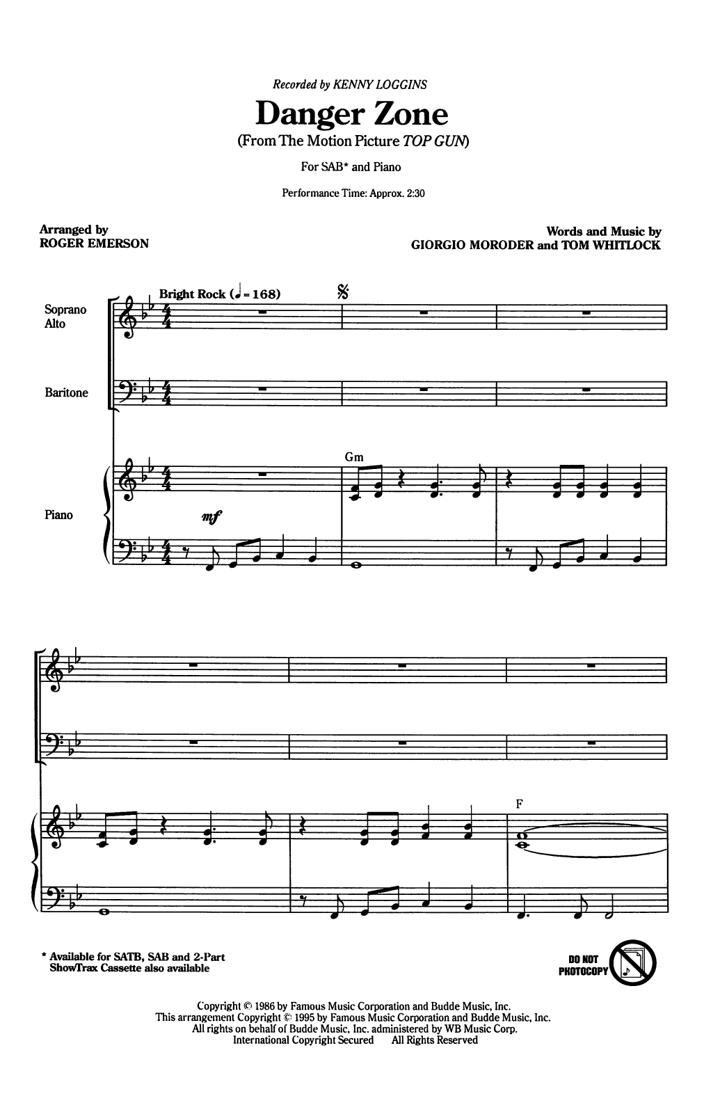 Product picture to: Danger Zone (arr. Roger Emerson)