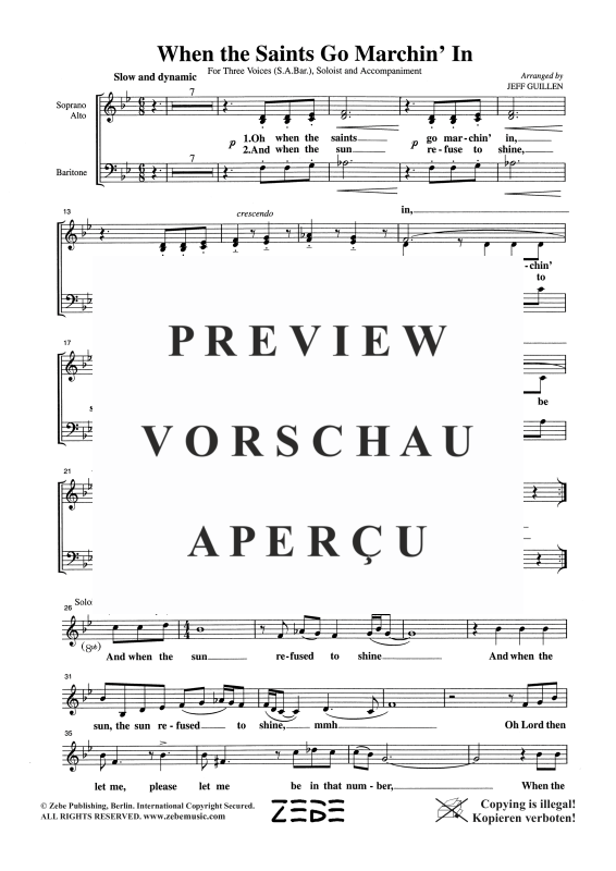 Produktgalerie: Seite 3 von 11 When the Saints Go Marchin´ In, , Gemischter Chor SAB, Solo und Klavier