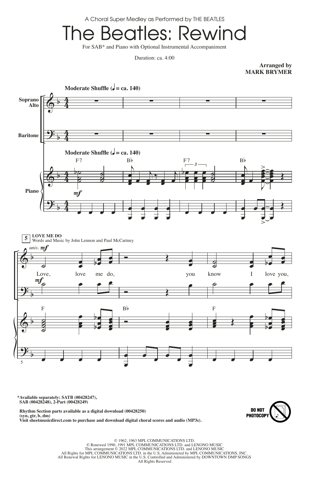 Product picture to: The Beatles: Rewind (Medley) (arr. Mark Brymer)