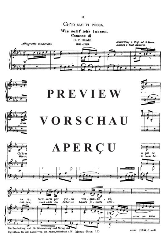 Product gallery: Page 2 of 6 Ch'io mai vi possa, Schimon Adolph, Soprano Solo and Piano