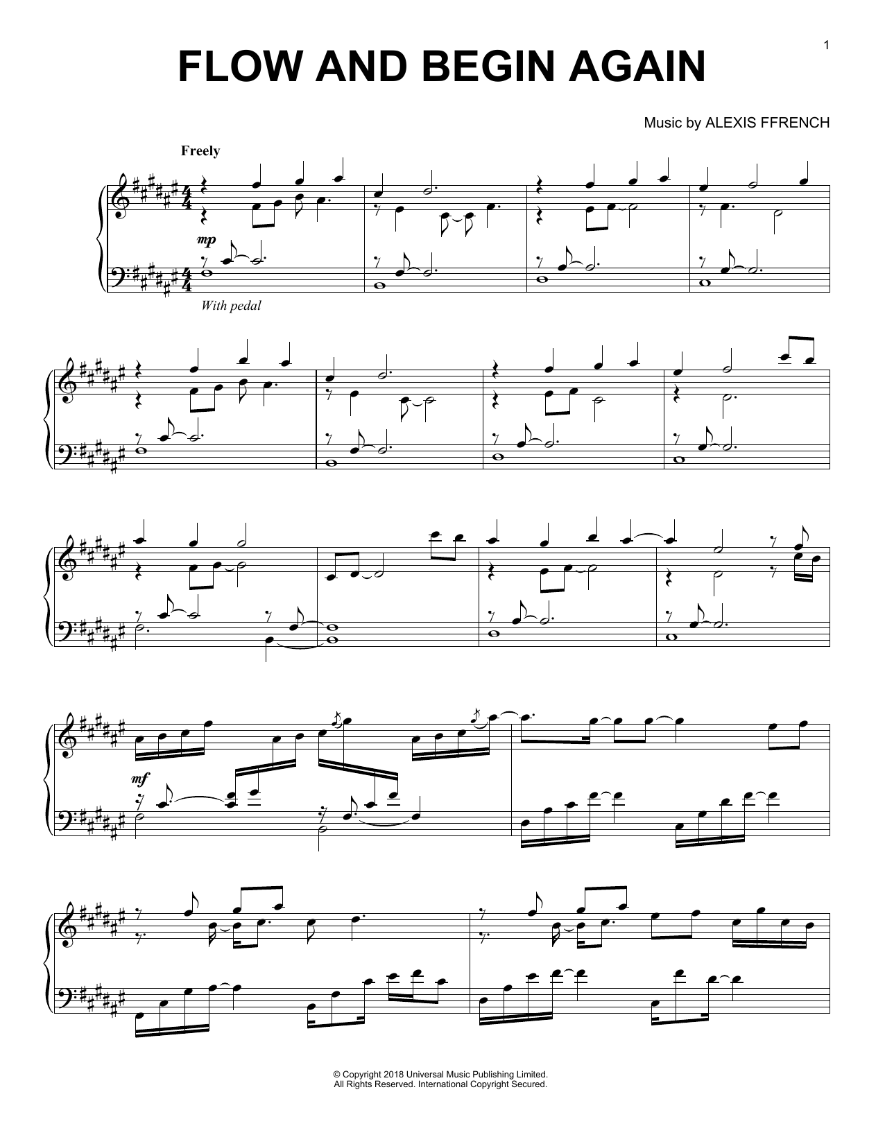 Produktgalerie: Seite 1 von 1 Flow And Begin Again, Alexis Ffrench, Klavier