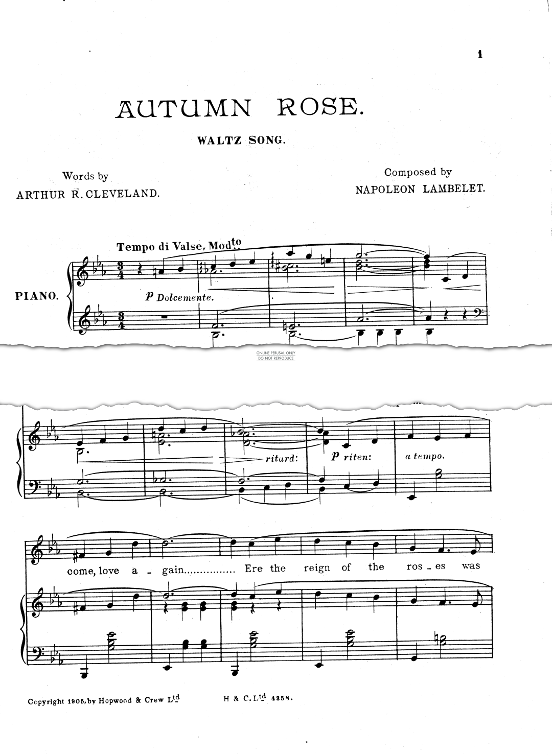 Produktgalerie: Seite 1 von 1 Autumn Rose, Napoleon Lambelet, Gesang, Klavier
