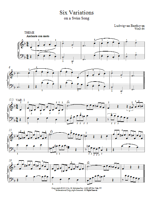 Product gallery: Page 1 of 1 Six Variations On A Swiss Song In F Major, WoO 64, Immanuela Gruenberg
