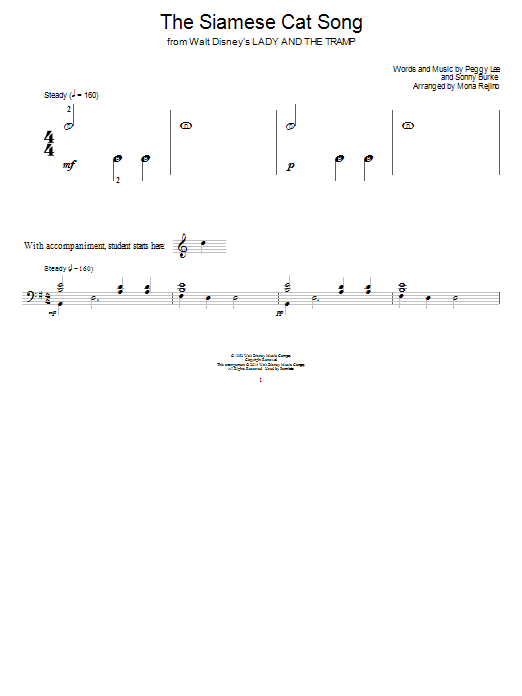 Produktbild zu: The Siamese Cat Song (from Lady And The Tramp) (arr. Mona Rejino)