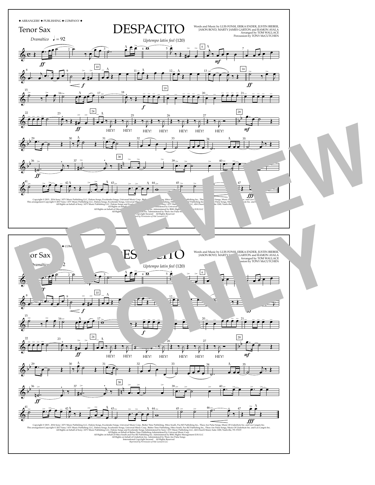 Produktbild zu: Despacito (arr. Tom Wallace) - Tenor Sax