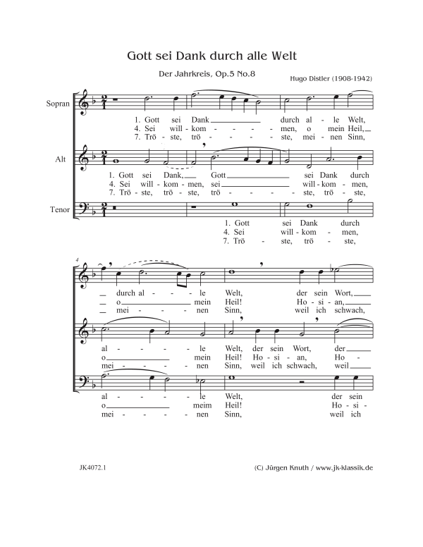 gallery: Gott sei Dank durch alle Welt (Der Jahrkreis, Op.5 No.8), , (Gemischter Chor)