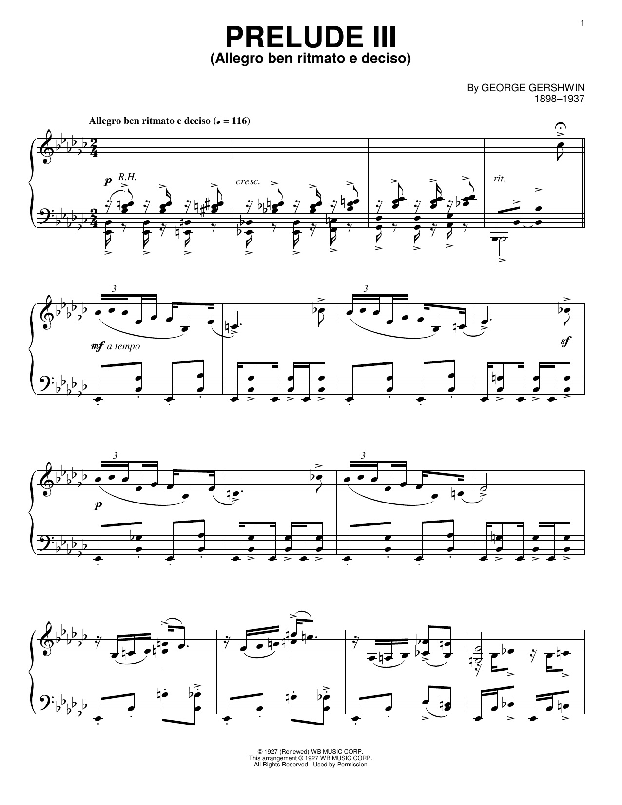 Produktbild zu: Prelude III (Allegro Ben Ritmato E Deciso)