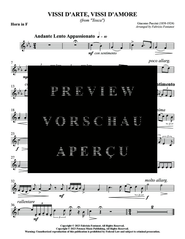 Produktgalerie: Seite 8 von 9 Vissi d´arte, vissi d´amore, , (Horn in F und Klavier)