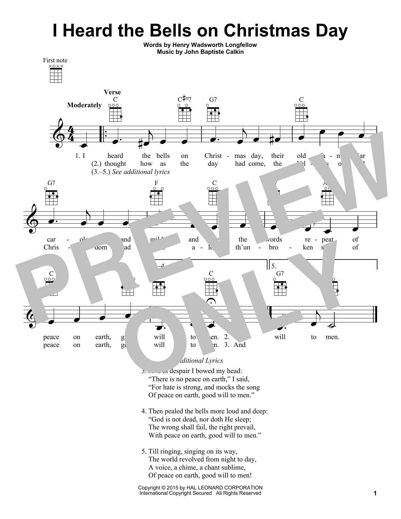 Product gallery: Page 1 of 1 I Heard The Bells On Christmas Day, Henry Wadsworth Longfellow