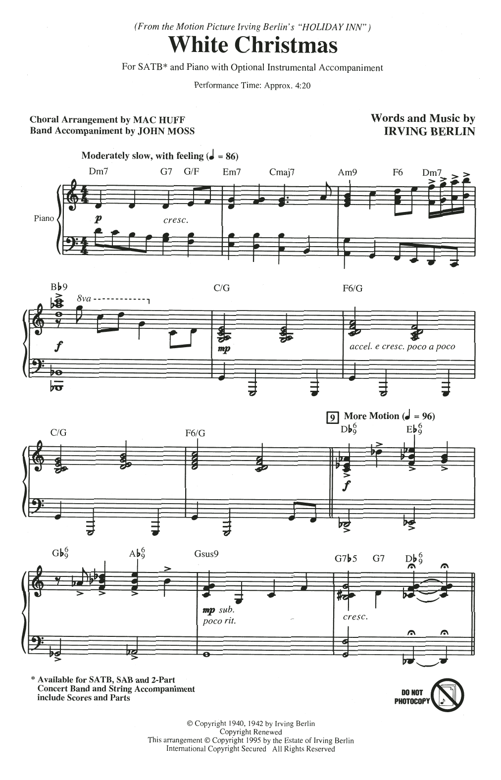 Produktbild zu: White Christmas (from Holiday Inn) (arr. Mac Huff)