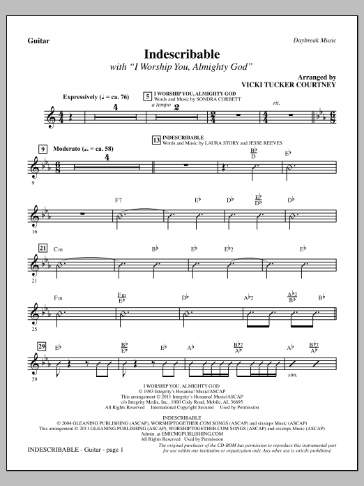 Produktgalerie: Seite 1 von 1 Indescribable - Guitar, Vicki Tucker Courtney, Chor