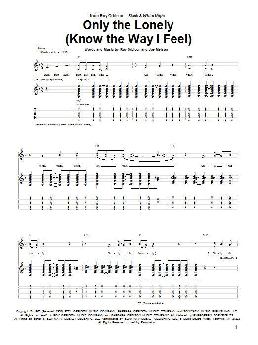 Product gallery: Page 1 of 1 Only The Lonely (Know The Way I Feel), Roy Orbison