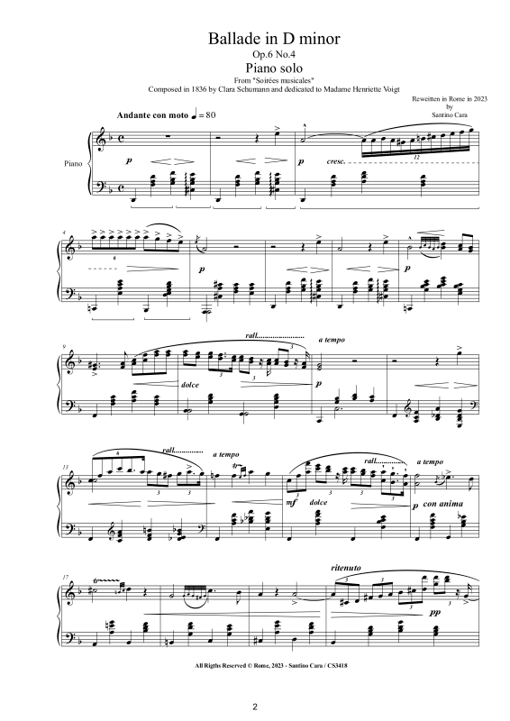 Produktgalerie: Seite 1 von 9 Ballade in D-Moll Op. 6 No. 4, , Klavier Solo