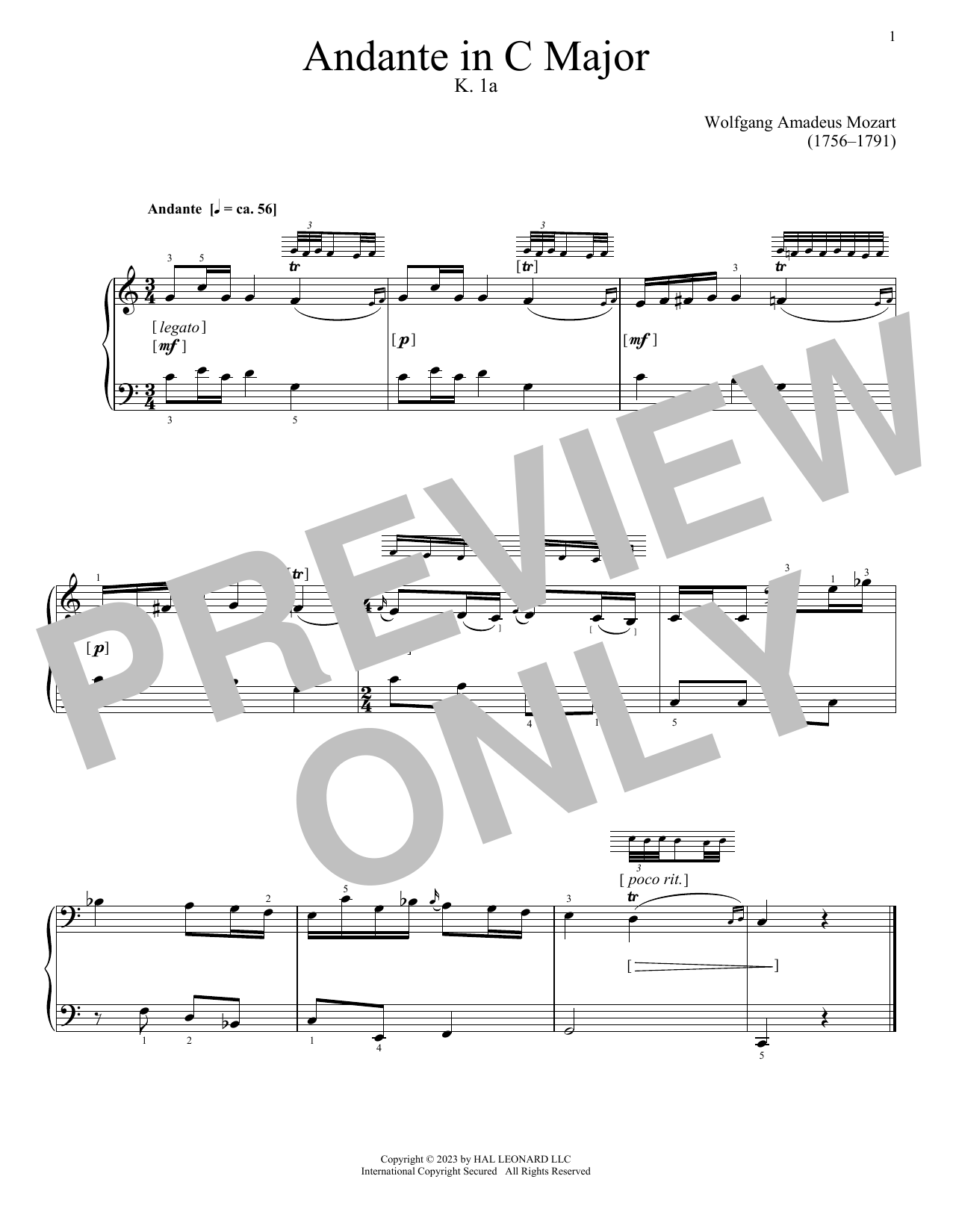 Product picture to: Andante, K. 1A