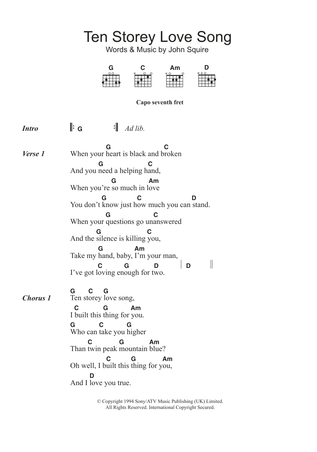 Produktgalerie: Seite 1 von 1 Ten Storey Love Song, The Stone Roses, Gitarre