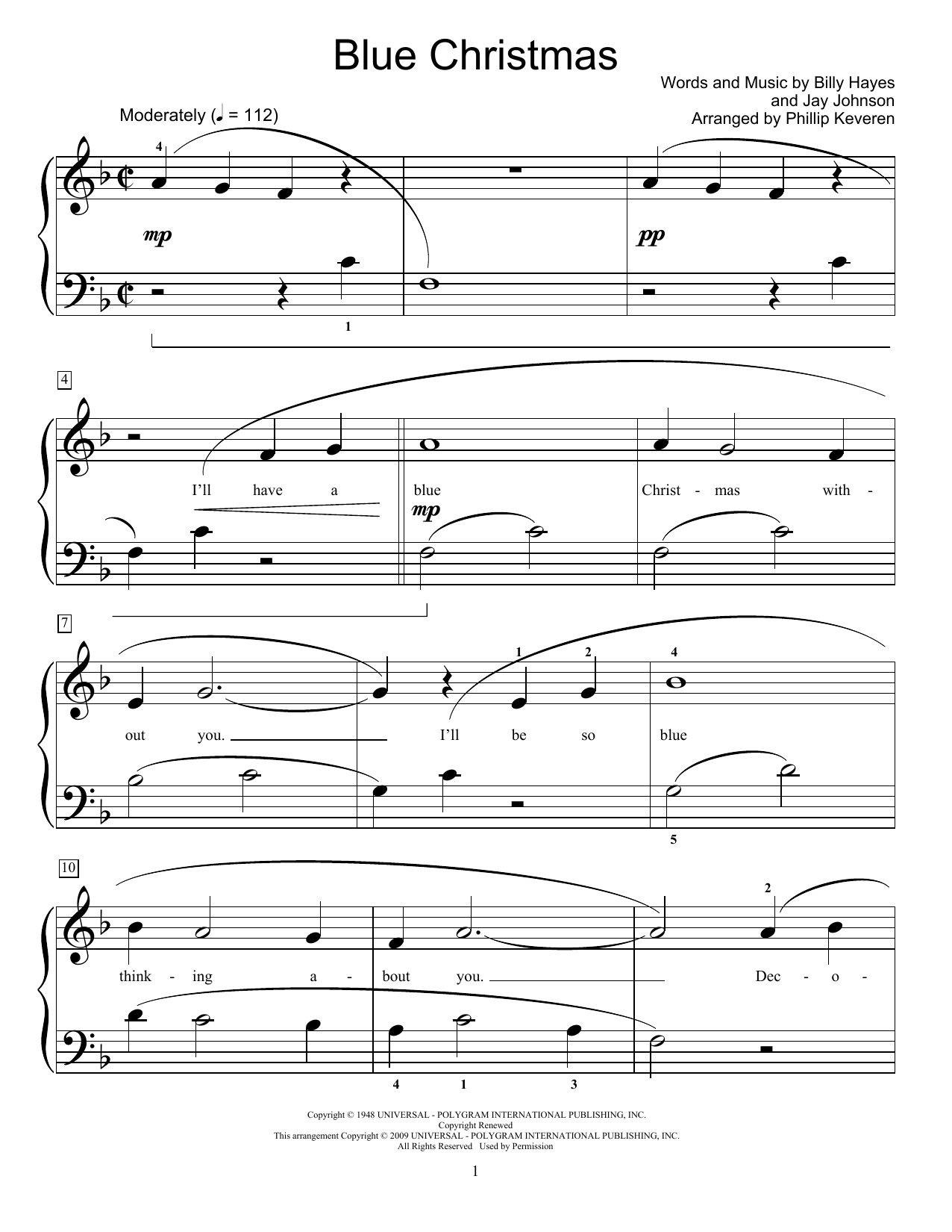 Product gallery: Page 1 of 1 Blue Christmas (arr. Phillip Keveren), Elvis Presley
