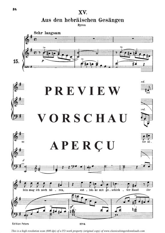 Product gallery: Page 2 of 5 Aus den hebräïschen Gesängen, Op.25 No.13, , Medium Voice and Piano