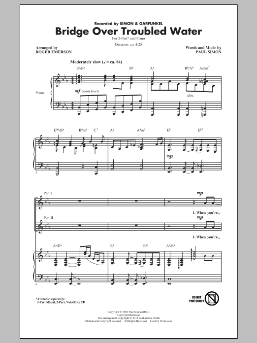 Produktgalerie: Seite 1 von 1 Bridge Over Troubled Water (arr. Roger Emerson), Simon & Garfunkel, Chor