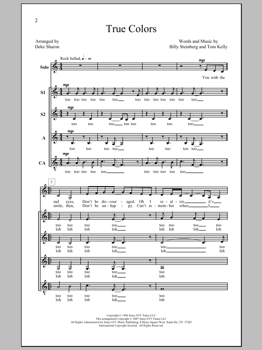 Produktgalerie: Seite 1 von 1 True Colors (arr. Deke Sharon), Cyndi Lauper, Chor