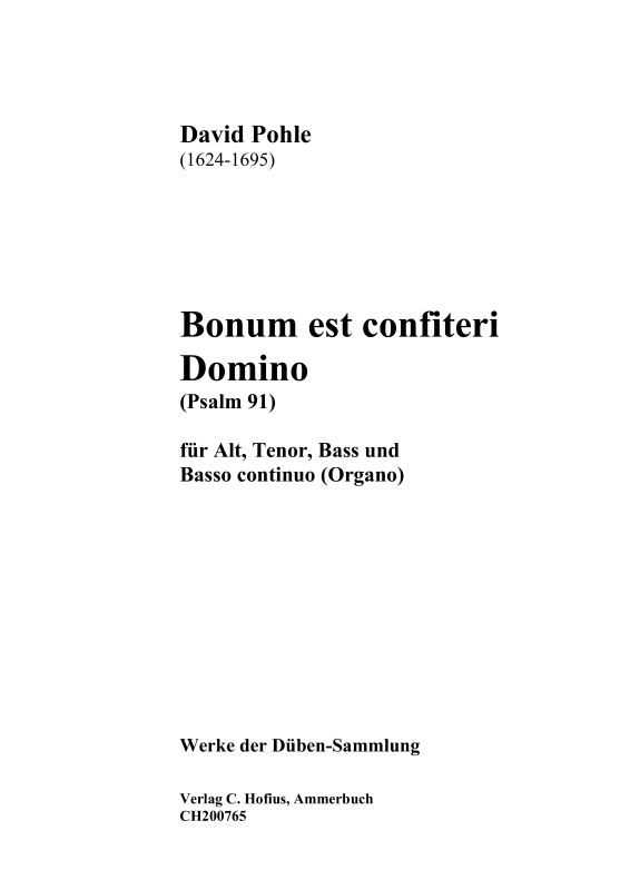 Produktbild zu: Bonum est confiteri Domino (Psalm 91)David Pohle